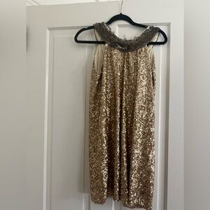 Super cool funky vintage gold sequined shift dress ✨